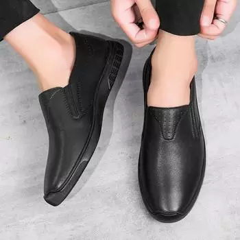 Мужские мокасины, лоферы, обувь для вождения, удобная повседневная обувь на плоской подошве без шнуровки, летняя обувь больших размеров EU: 38 чёрный