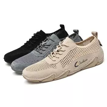 Мужские мокасины, лоферы, обувь для вождения, удобные туфли на плоской подошве, повседневные туфли без застежек, летние туфли больших размеров для прогулок на открытом воздухе EU: 38 чёрный