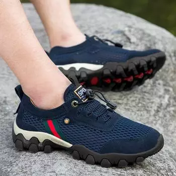 Мужские мокасины, лоферы, обувь для вождения, удобные туфли на плоской подошве, повседневная обувь для пешего туризма, летняя обувь больших размеров для активного отдыха, нескользящая EU: 38 чёрный