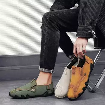 Мужские мокасины, лоферы, туфли для вождения, повседневные туфли без застежек, летние туфли больших размеров для активного отдыха EU: 46 бежевый