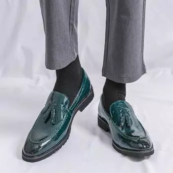 Мужские мокасины Модные и классические стили дизайна для свадьбы, отдыха на природе, деловой вечеринки, офиса, джентльменские кожаные туфли 39 чёрный