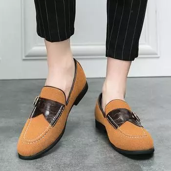 Мужские мокасины Модные минималистичные дизайнерские туфли для свадьбы, отдыха на природе, деловых вечеринок, прогулок, повседневные, офисные, мужские туфли без застежек 38 чёрный