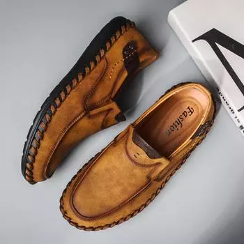 Мужские мокасины Мужская обувь Мужская повседневная обувь Кожаные туфли ручной работы Мужские лоферы 38 чёрный