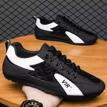 Мужские мокасины на плоской подошве 2024 Весна Мужская повседневная обувь на плоской подошве Легкая удобная обувь Мужская дышащая модная обувь на плоской подошве 39 чёрный