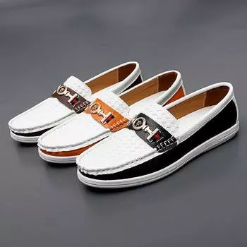 Мужские мокасины, обувь для вождения, белые деловые туфли на плоской подошве, повседневные туфли больших размеров для мужчин EU: 38 чёрный