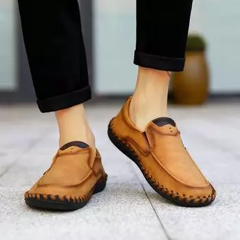 Мужские мокасины, обувь для вождения, удобная повседневная обувь на плоской подошве, кожаная обувь больших размеров для мужчин, большие размеры EU: 38 чёрный