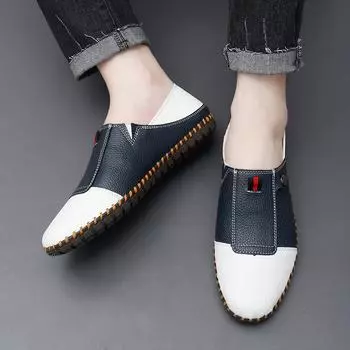 Мужские мокасины, обувь для вождения, удобная повседневная обувь на плоской подошве, кожаная обувь больших размеров для мужчин, большие размеры EU: 39 синий