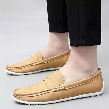 Мужские мокасины, обувь для вождения, удобные туфли на плоской подошве, повседневные туфли без застежек, обувь больших размеров для мужчин EU: 38 чёрный