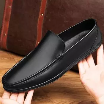 Мужские мокасины, пенни-лоферы без шнуровки, мокасины 39 чёрный