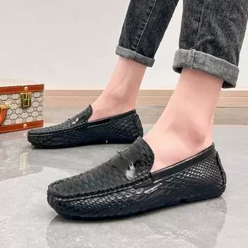 Мужские мокасины, пенни-лоферы, обувь для вождения, удобные кожаные туфли на плоской подошве, повседневные слипоны, цветная обувь больших размеров для мужчин EU: 38 красный