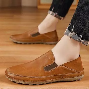 Мужские мокасины, повседневная кожаная обувь, лоферы 39 чёрный