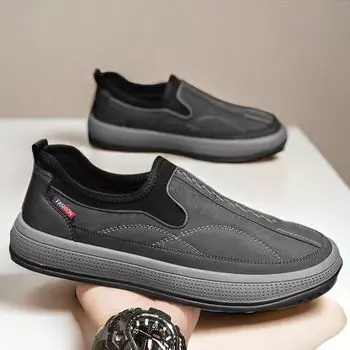 Мужские мокасины, роскошные повседневные спортивные теннисные кроссовки для мужчин, тенденции 2024 года, удобные парусиновые туфли для активного отдыха на открытом воздухе, слипоны для ходьбы 39 чёрный