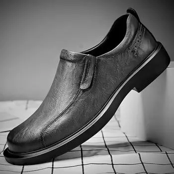 Мужские мокасины ручной работы, мужские туфли для вождения без застежек, новое поступление, мужская деловая офисная обувь 2024 года, мужская обувь из натуральной кожи 38 чёрный