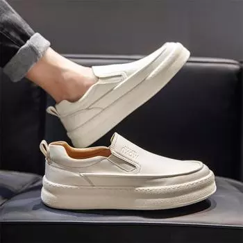 Мужские мокасины с толстой подошвой, повседневная обувь из натуральной кожи, дышащие мужские кроссовки, легкие туфли на плоской подошве для прогулок на свежем воздухе, обувь для отдыха и прогулок 38