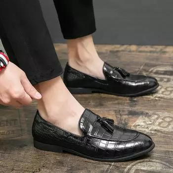 Мужские мокасины Slip-On Business Loafers Высококачественная кожа Джентльменские туфли для отдыха на открытом воздухе, модные офисные туфли для мужчин, большой размер 48 6.5