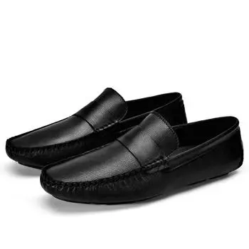 Мужские мокасины Slip on Flats из натуральной кожи Мужские лоферы Легкие мужские туфли класса люкс Итальянская обувь Обувь для вождения Модные туфли 36 чёрный