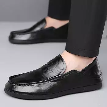 Мужские мокасины Slip-On Luxury fashion Leather new Весна Осень Мужская повседневная обувь для отдыха на открытом воздухе Плоские деловые туфли мужские Trend Loafers 6.5