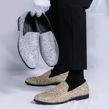 Мужские мокасины, туфли для вечеринок, ночных клубов, смокингов, золотые мужские смокинговые туфли, свадебные пиджаки, туфли-седла, большой размер EU:38 золотой