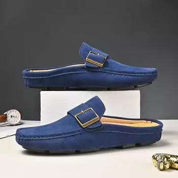 Мужские мокасины, туфли для вождения, летние тапочки, сабо без спинки, широкие балетки, повседневная обувь, сандалии больших размеров, большие размеры EU: 39 чёрный