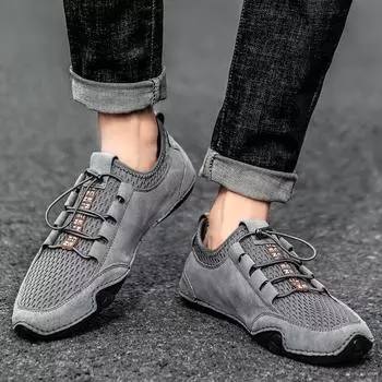 Мужские мокасины, туфли для вождения, повседневные туфли без застежек, большие размеры, серые, с широким носком для мужчин EU: 38 серый