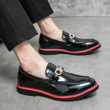Мужские мокасины в британском стиле, черные лакированные кожаные свадебные платья, блейзеры для выпускного вечера, смокинги, праздничные туфли, большой размер EU:38