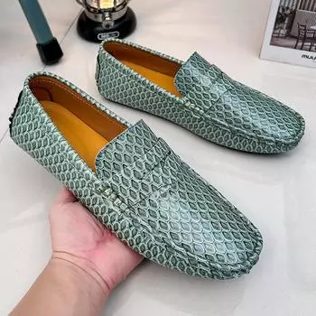 Мужские мокасины в тон цвета, мягкие мокасины, повседневная кожаная обувь на весну и лето, мужская обувь в стиле панк без застежек на плоской подошве, обувь для вождения, обувь 38 бежевый