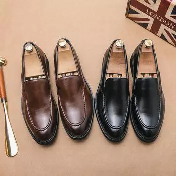 Мужские мокасины в уличном стиле, классические туфли, черные, формальные, деловые, свадебные, на выпускной, для смокинга, вечерние, туфли, большой размер EU:38 коричневый