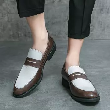 Мужские мокасины в уличном стиле с контрастной строчкой, формальные деловые, свадебные платья, блейзеры для выпускного, смокинги, праздничные туфли больших размеров EU:38 чёрный