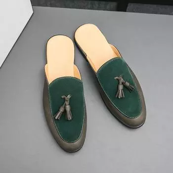 Мужские мокасины Yuppie в британском стиле, формальные кожаные, новые летние повседневные кожаные туфли без застежек для мужчин, мюли, мужские 39 чёрный