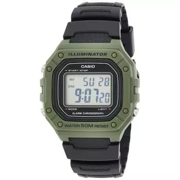 Мужские молодежные спортивные часы Casio W-218H-3AV из черной смолы с кварцевым циферблатом