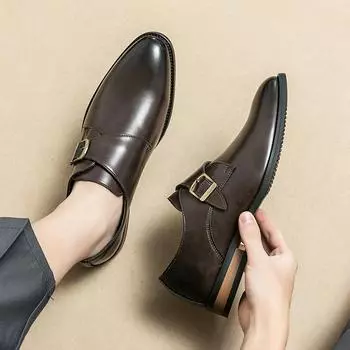 Мужские монки, туфли-лоферы, свадебные туфли для вождения, повседневные, формальные, деловые, кожаные туфли, большие размеры EU: 38 чёрный