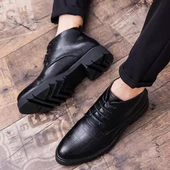 Мужские мотоботы «Челси» с крыльями, вечерние, черные кожаные ботильоны, смокинг, свадебные пиджаки, туфли-седла на толстой подошве EU:38 чёрный