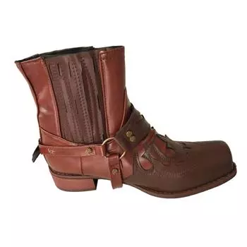 Мужские мотоциклетные ботинки в стиле ретро, ковбойские короткие сапоги с квадратным носком, ботинки для конской экипировки 43 винный