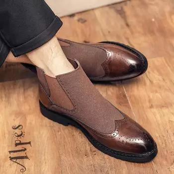 Мужские мотоциклетные ботинки в стиле ретро, уличные, деловые, челси, смокинг, свадебные, мужские, ботильоны, большие размеры EU:38 чёрный