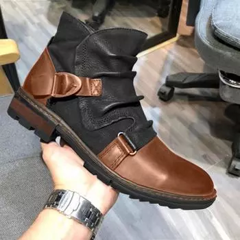 Мужские мотоциклетные ботинки, винтажные ковбойские короткие сапоги с круглой головкой, конские сапоги 39 хаки