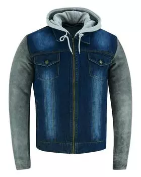 GEARX Мужские толстовки с капюшоном из кожи и джинсовой куртки с доспехами M синий