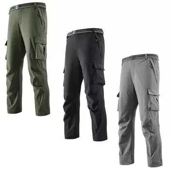 Мужские мягкие брюки для активного отдыха, теплые водонепроницаемые ветрозащитные брюки, тонкие брюки для альпинизма с несколькими карманами L армия зеленый