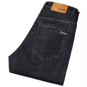 Мужские мягкие джинсы, мужские эластичные прямые джинсы, деловые свободные брюки 40 чёрный