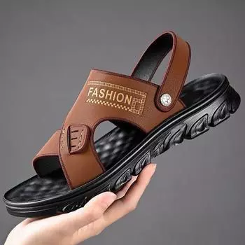 Мужские мягкие сандалии, нескользящие тапочки, повседневная и износостойкая пляжная обувь, мужские тапочки 38 коричневый