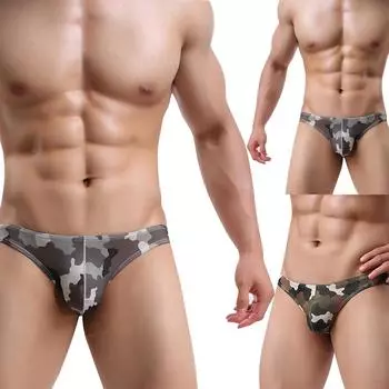 Мужские мягкие трусы с камуфляжным принтом, трусы, сексуальное нижнее белье с низкой талией XL