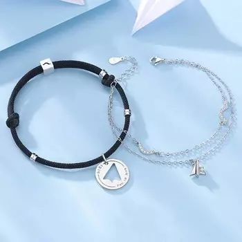 Мужские мультфильмы Регулируемый размер Бумажный самолетик Модель Ручная веревка Модные украшения Парный браслет Медь women