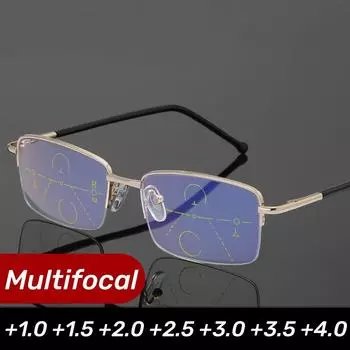 Мужские мультифокальные очки для чтения, прогрессивные, для близи и дальнего расстояния, анти-синий луч, пресбиопические очки, увеличивающие зрение для женщин, черные очки Gafas от +1,0 до +4,0 +100 чёрный
