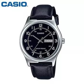 Мужские наручные часы Casio с кожаным ремешком MTP-V006L-1B2U