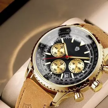 Мужские наручные часы, деловые водонепроницаемые светящиеся часы с датой и неделей, мужские кварцевые часы, кожаные часы