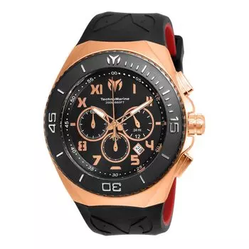 Мужские наручные часы Manta из нержавеющей стали и силикона TechnoMarine Quartz, розового кварца, золото, черный, хронограф.