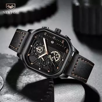 Мужские наручные часы, мужские кожаные часы, роскошные часы, повседневные модные часы для пар, квадратные часы из телячьей кожи, популярные корейские часы