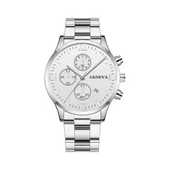 Мужские наручные часы с 3 глазами Календарь с круглым циферблатом из нержавеющей стали с ремешком из нержавеющей стали Кварцевый механизм Мужские подростковые деловые наручные часы Модные украшения Подарок на день рождения чёрный/розового золота