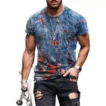 Мужские негабаритные футболки с короткими рукавами в стиле ретро, модная этническая футболка Harajuku с 3D принтом и круглым вырезом, уличная одежда Camiseta XXS