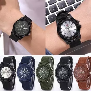 Мужские нейлоновые армейские кварцевые часы в стиле милитари, мужские тканевые парусиновые ремешки, повседневные спортивные наручные часы с круглым циферблатом Relogios синий