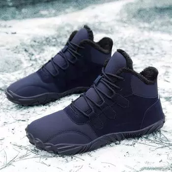 Мужские нескользящие бархатные походные ботинки — конструкция с пятью пальцами, износостойкие, повседневная зимняя обувь. 36 серый